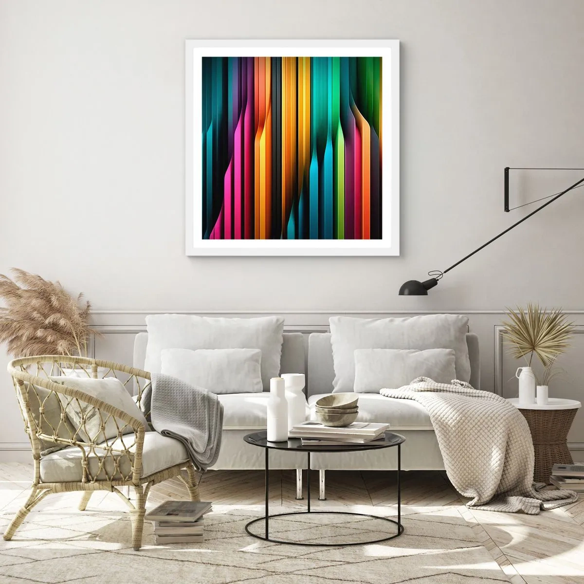 Plakat i hvid ramme - Lysende orgel - 50x50 cm