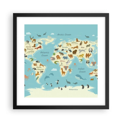 Plakat i sort ramme - Gode naboer - 40x40 cm