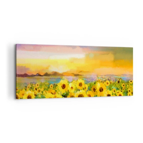 Lærredstryk - Billede på lærred - Selve solen er steget ned på jorden - 100x40 cm