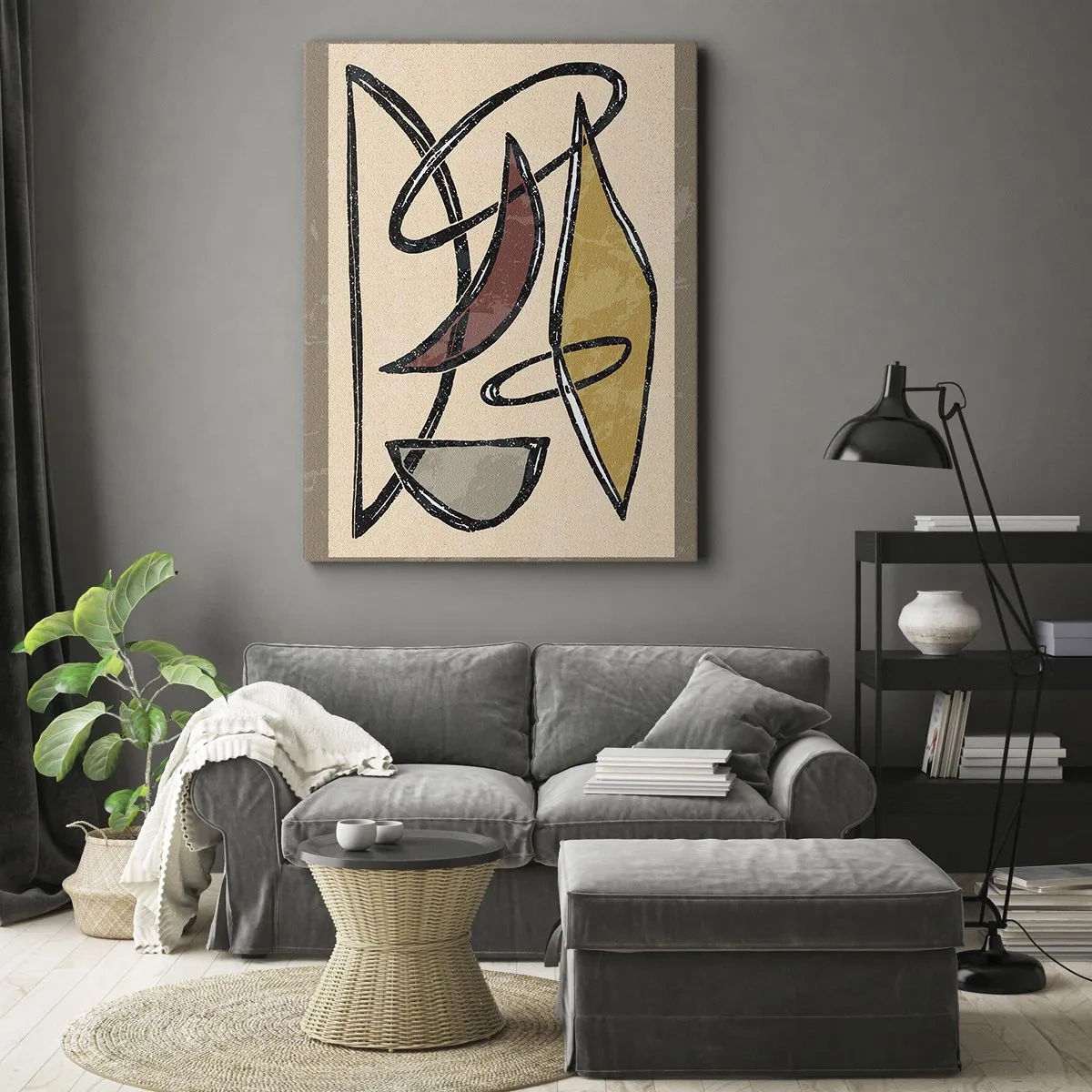 Lærredstryk - Billede på lærred - Komposition - buer og ovaler - 80x120 cm