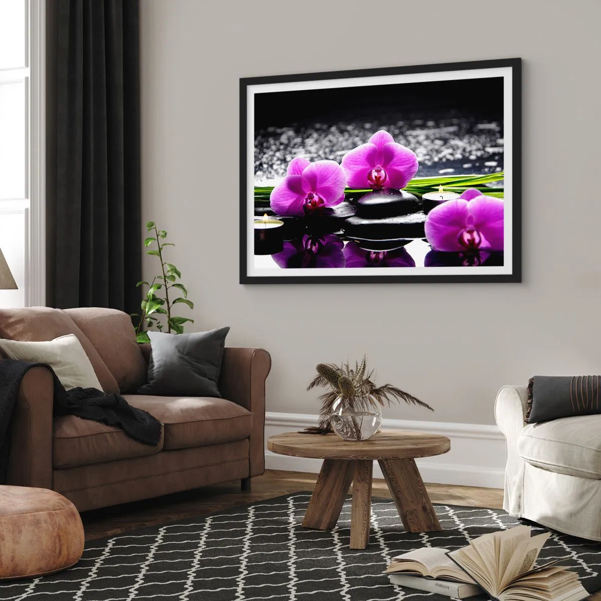 Plakat i sort ramme - Drukne i fred og ro - 100x70 cm