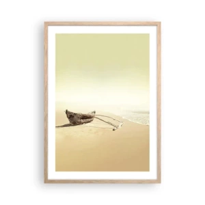 Plakat i ramme af lyst egetræ - Et minde om Sydhavet - 50x70 cm