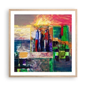 Plakat i ramme af lyst egetræ - Forhold og følelser - 60x60 cm