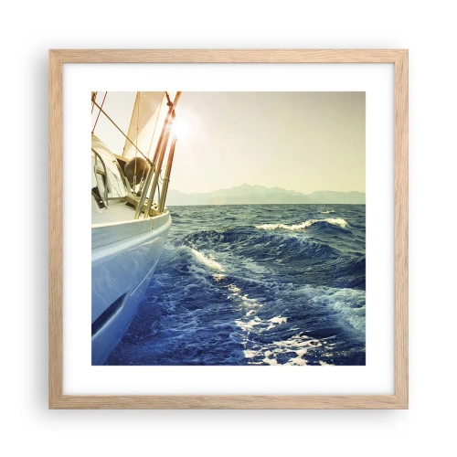 Plakat i ramme af lyst egetræ - For eventyr - 40x40 cm