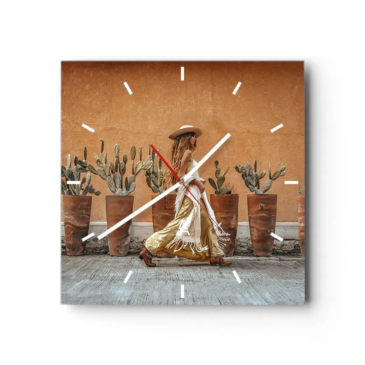 Vægur, Uret - I en hippieagtig stil - 40x40 cm