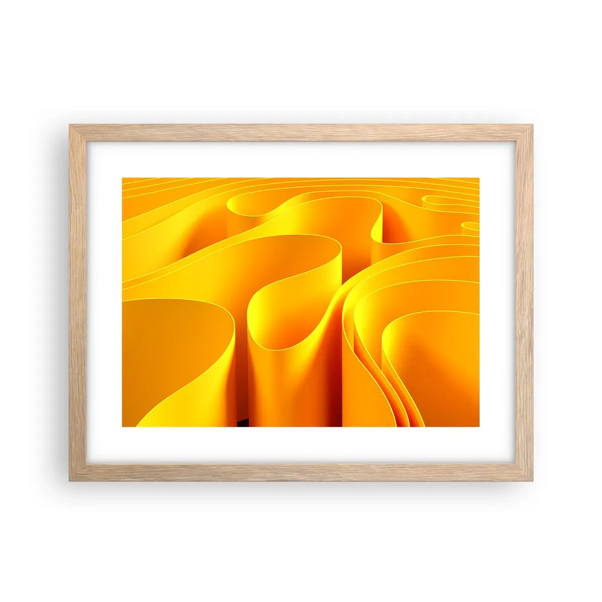 Plakat i ramme af lyst egetræ - Som solens bølger - 40x30 cm