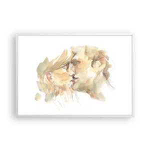 Plakat i hvid ramme - Den fundne halvdel? - 100x70 cm