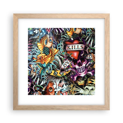 Plakat i ramme af lyst egetræ - En tatovørers drøm - 30x30 cm