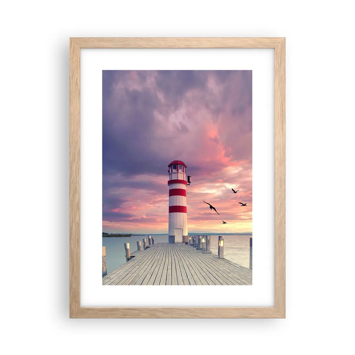 Plakat i ramme af lyst egetræ - Det er tid til havnen - 30x40 cm