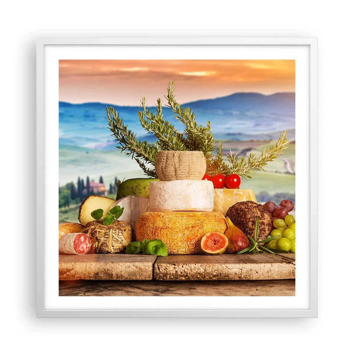 Plakat i hvid ramme - Italiensk livsglæde - 60x60 cm