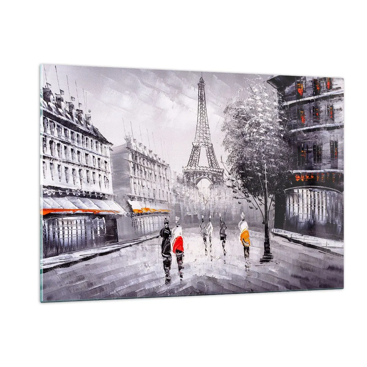 Billede på glas - En parisisk spadseretur - 120x80 cm