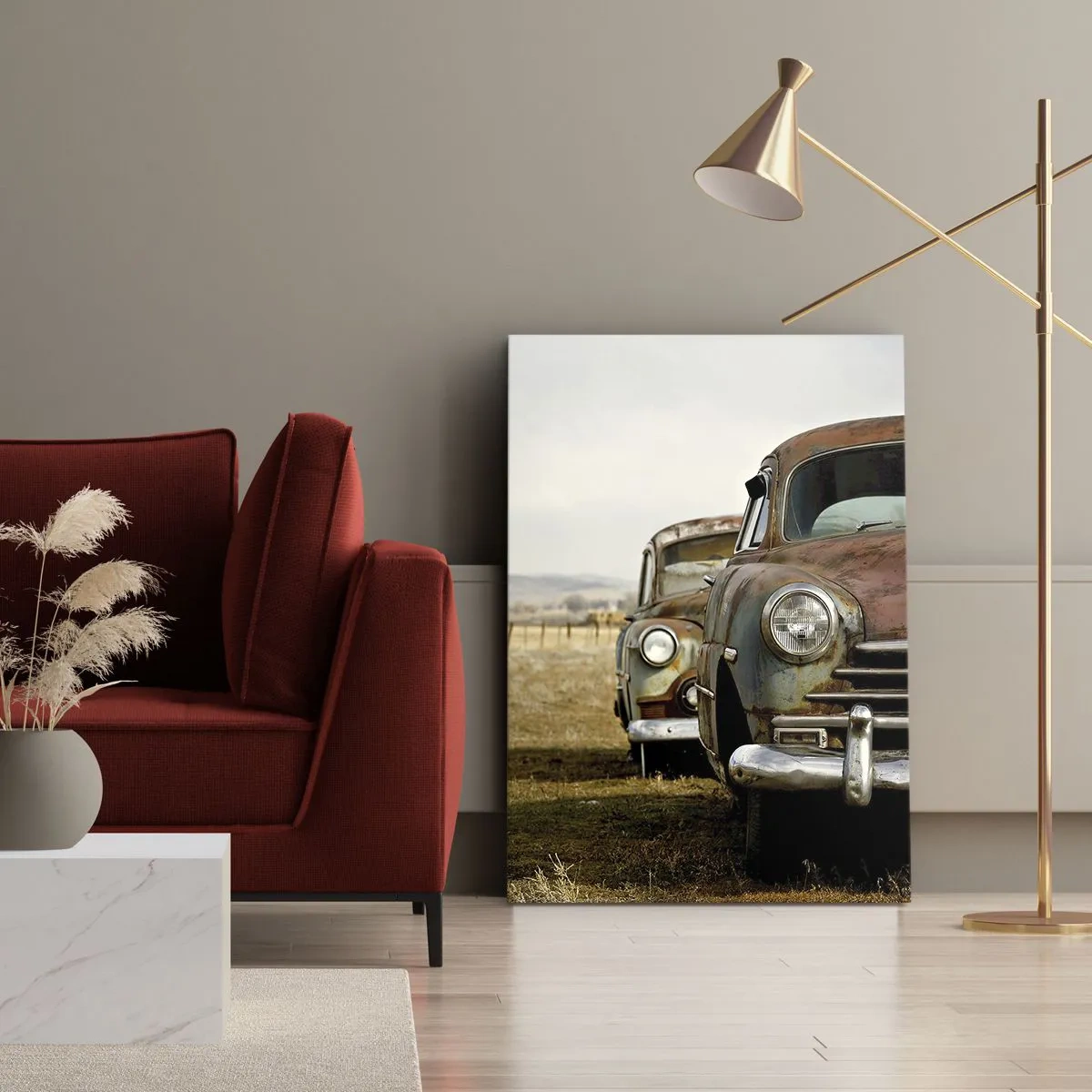 Lærredstryk - Billede på lærred - Et velfortjent hvil - 45x80 cm