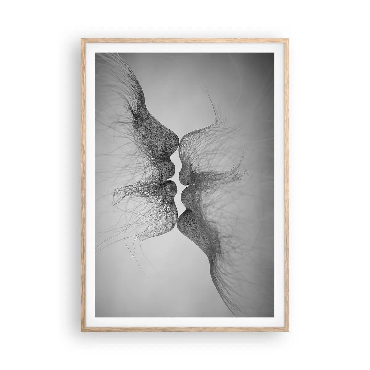 Plakat i ramme af lyst egetræ - Vindens kys - 70x100 cm