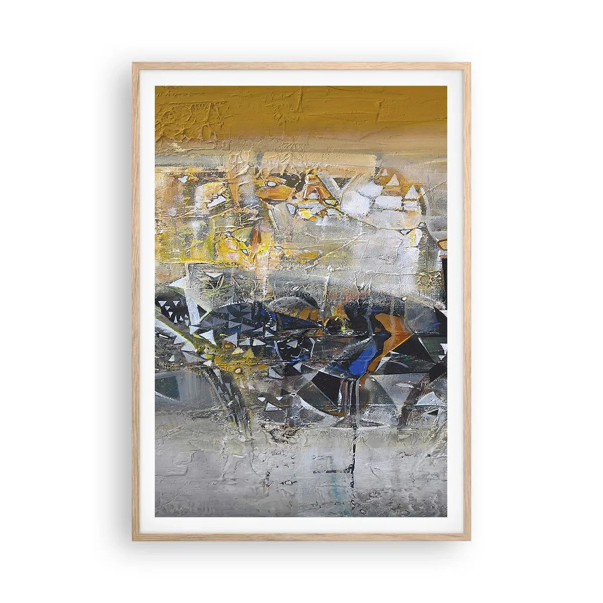 Plakat i ramme af lyst egetræ - Alt vil falde på plads - 70x100 cm