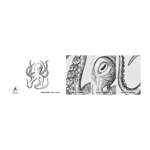 Prøve Fototapet Premium Canvas - Dans med bølger - Blæksprutte, Tegning, Ved havet - 100x30 cm