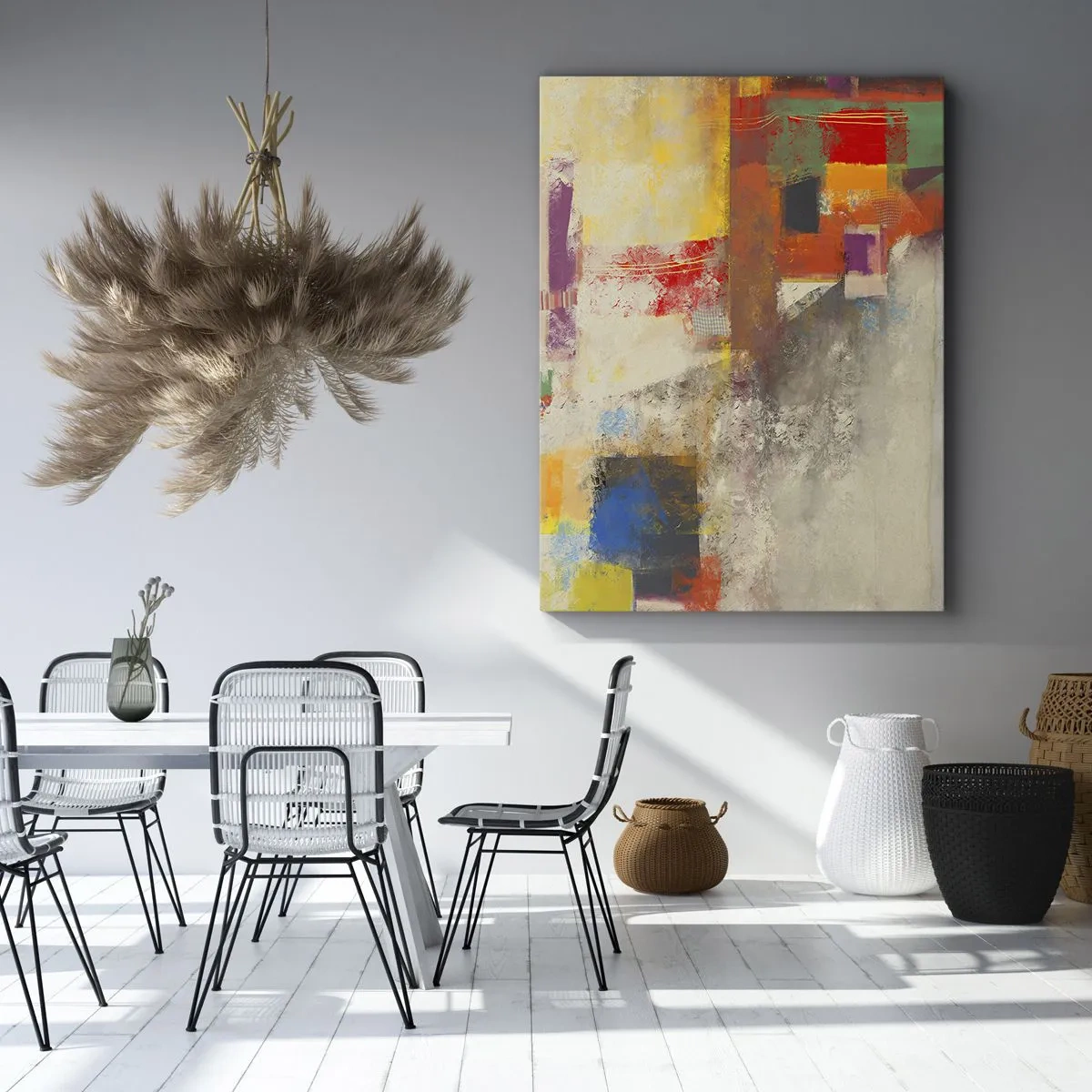 Lærredstryk - Billede på lærred - Geometri af farver - 65x120 cm