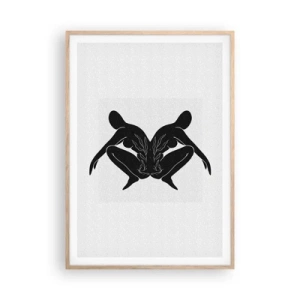 Plakat i ramme af lyst egetræ - En delt sjæl - 70x100 cm