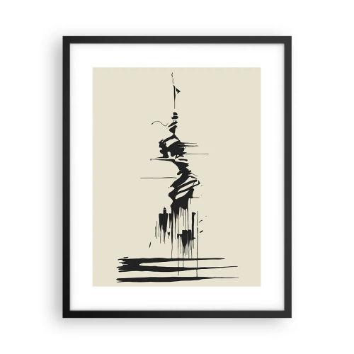 Plakat i sort ramme - Skyndsom abstraktion - 40x50 cm