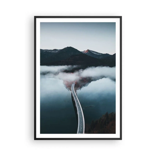 Plakat i sort ramme - Over vand så glat som et spejl - 70x100 cm