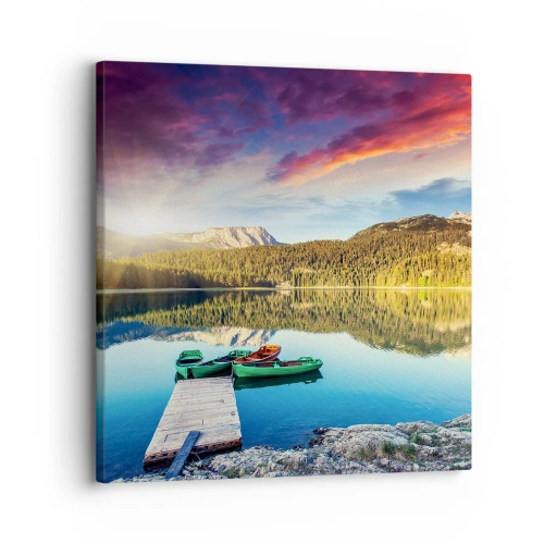 Lærredstryk - Billede på lærred - Over vand så glat som et spejl - 30x30 cm