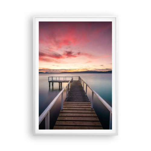 Plakat i hvid ramme - Aftenens blide flamme - 70x100 cm