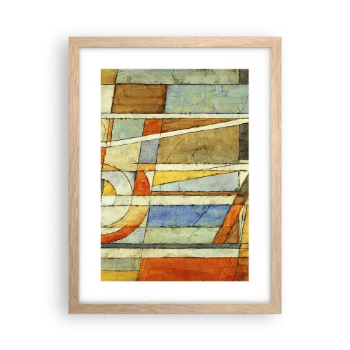Plakat i ramme af lyst egetræ - Kubisme på en byggeplads - 30x40 cm