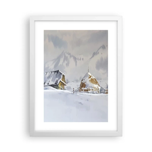Plakat i hvid ramme - I en sneklædt dal - 30x40 cm