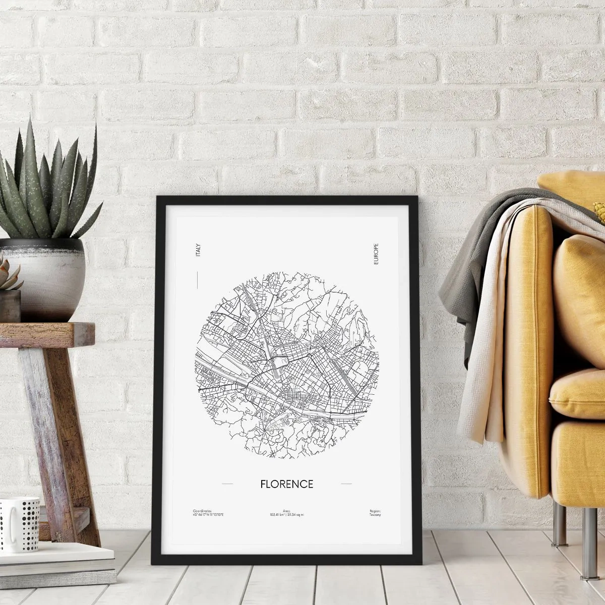 Plakat i sort ramme - Anatomi af Firenze - 30x40 cm