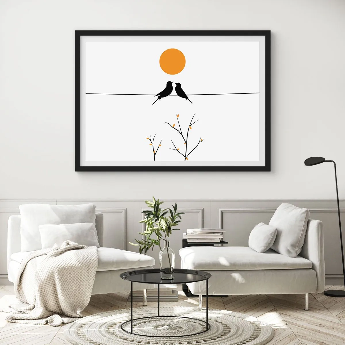 Plakat i sort ramme - Nattergal - 100x70 cm