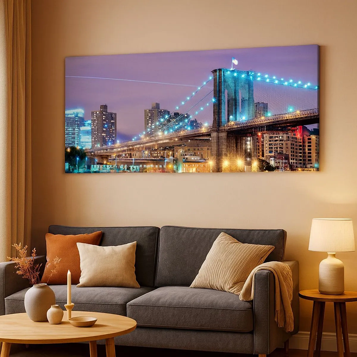Lærredstryk - Billede på lærred - I mange år har Brooklyn Bridge - 100x40 cm