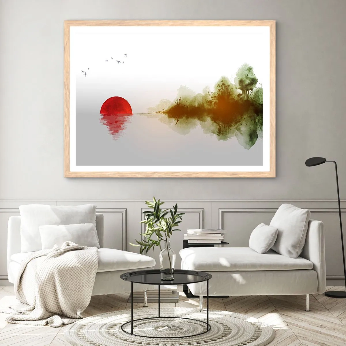 Plakat i ramme af lyst egetræ - Et løfte om fred - 40x30 cm