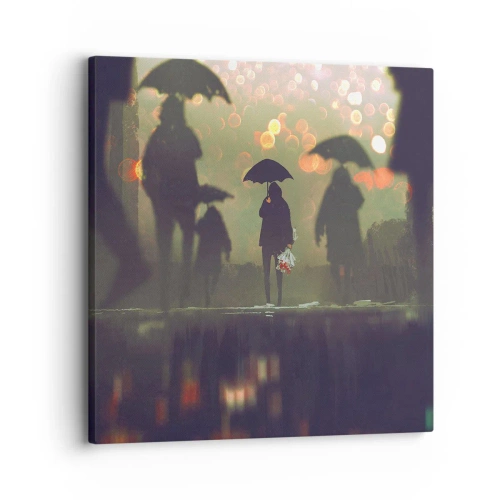 Lærredstryk - Billede på lærred - Set fra en regndråbes perspektiv - 30x30 cm