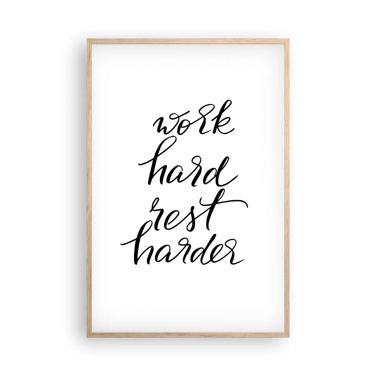 Plakat i ramme af lyst egetræ - Balance i livet - 61x91 cm