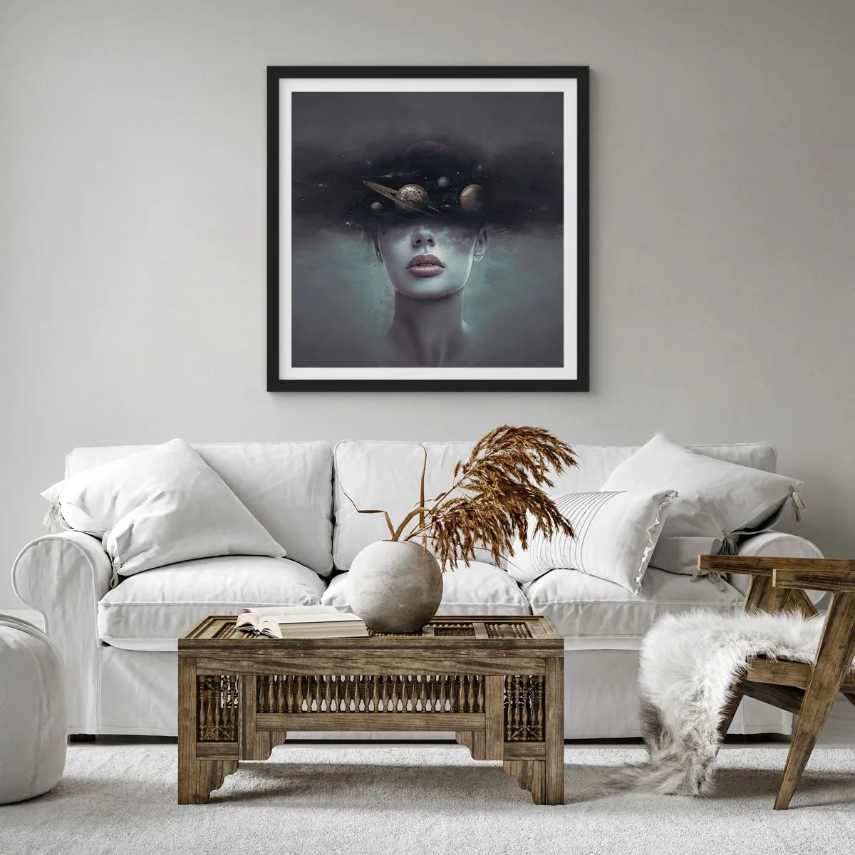 Plakat i sort ramme - Og planeterne er ved at gå amok... - 50x50 cm