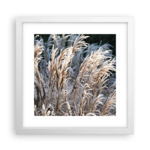 Plakat i hvid ramme - Pyntet med frost - 30x30 cm