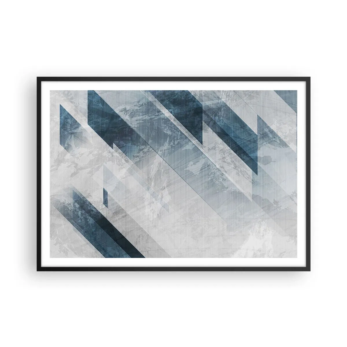 Plakat i sort ramme - Rumlig komposition - bevægelse af gråtoner - 100x70 cm