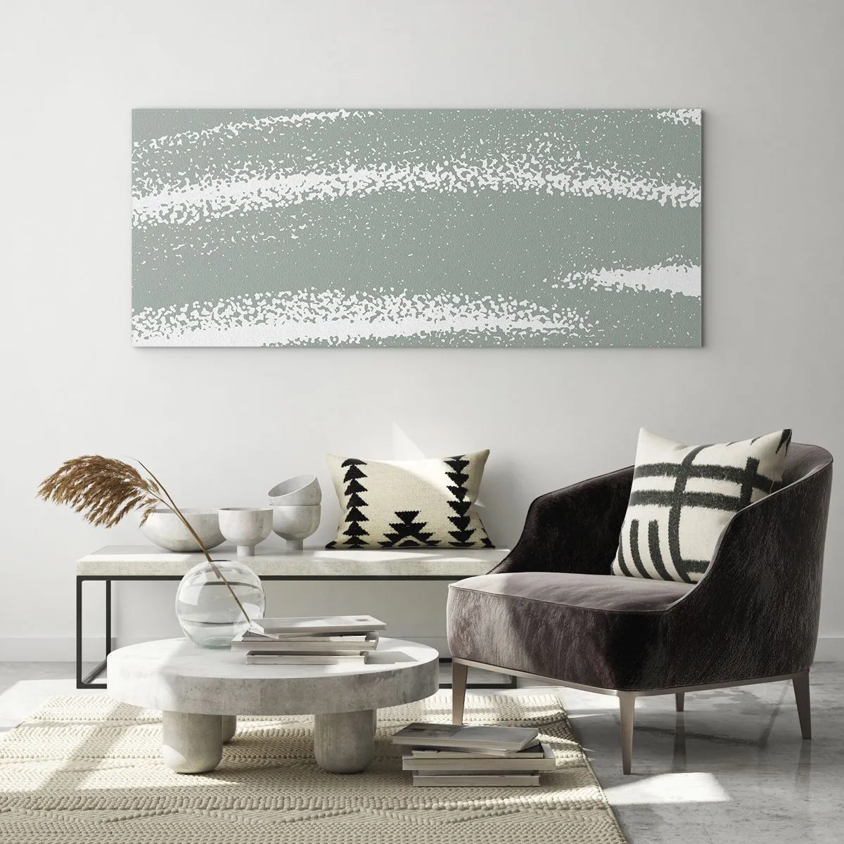 Billede på glas - Abstraktion i vinterstemning - 100x40 cm