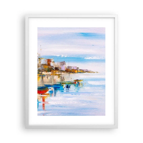 Plakat i hvid ramme - Flerfarvet urban havn - 40x50 cm