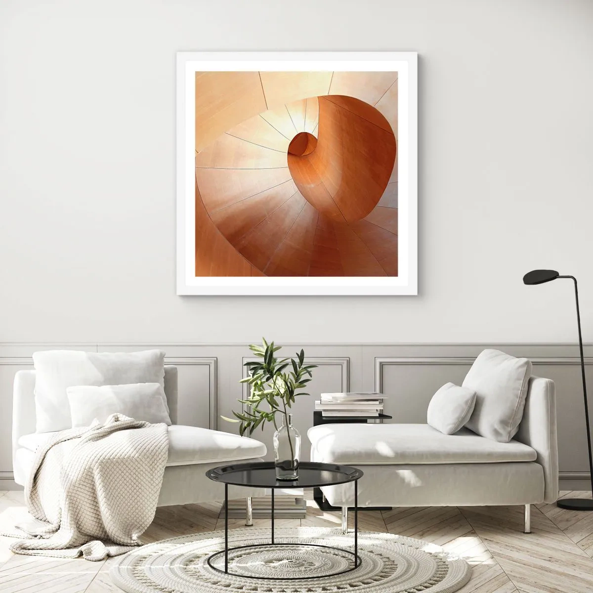 Plakat i hvid ramme - Arkitektonisk serpentin - 30x30 cm