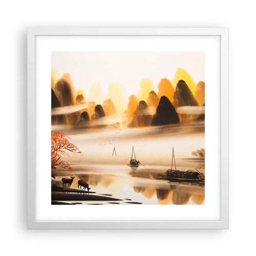 Plakat i hvid ramme - Længere væk end det fjerne Østen - 40x40 cm