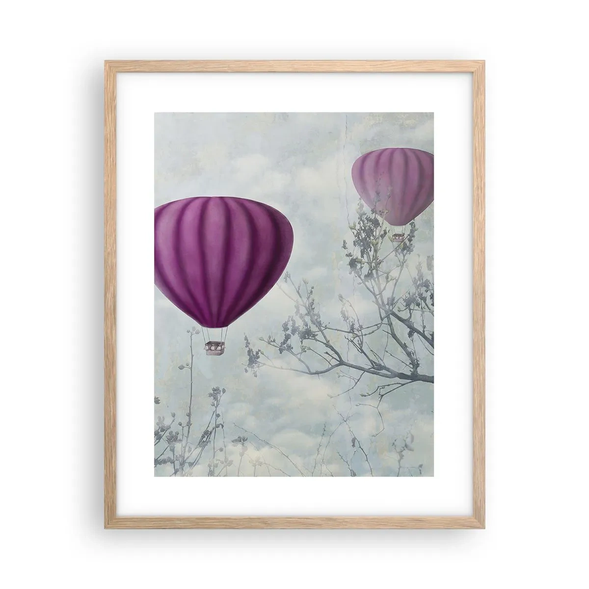 Plakat i ramme af lyst egetræ - Som skibe på himlen - 40x50 cm