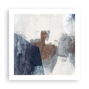 Plakat - Blåbrune former - 50x50 cm