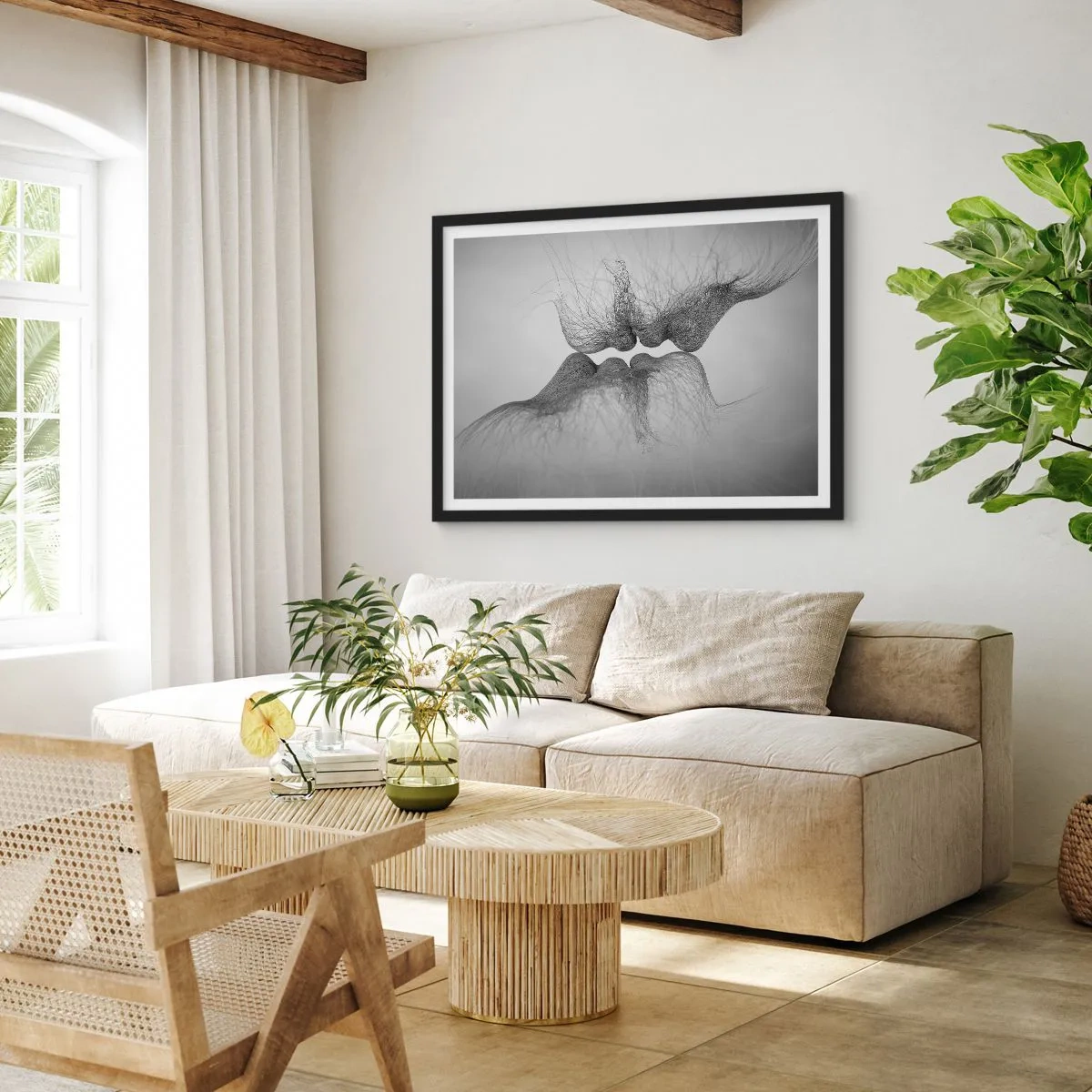 Plakat i sort ramme - Vindens kys - 100x70 cm