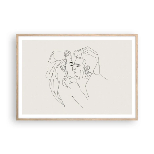 Plakat i ramme af lyst egetræ - Forviklet i følelser - 100x70 cm