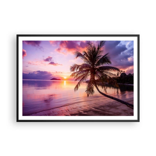 Plakat i sort ramme - Lyksalighed hele vejen til horisonten - 100x70 cm