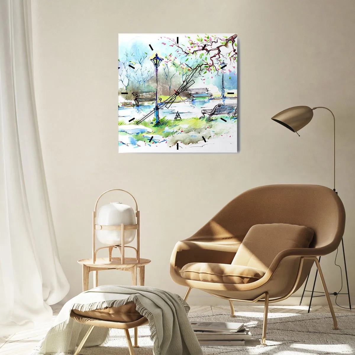 Vægur, Uret - Den magiske stilhed i parken - 40x40 cm