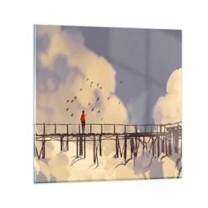 Billede på glas - Blå længsel - 70x70 cm