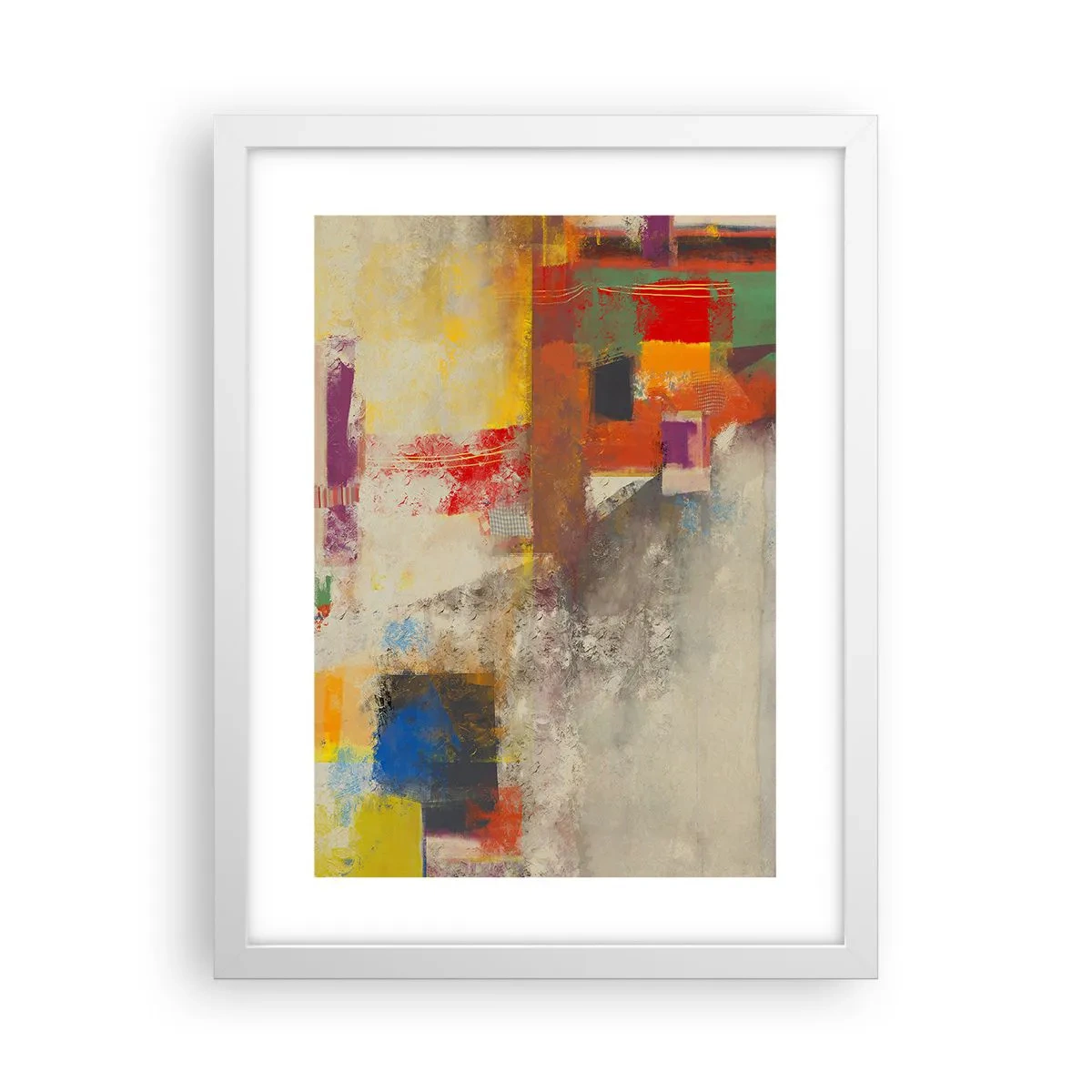 Plakat i hvid ramme - Geometri af farver - 30x40 cm