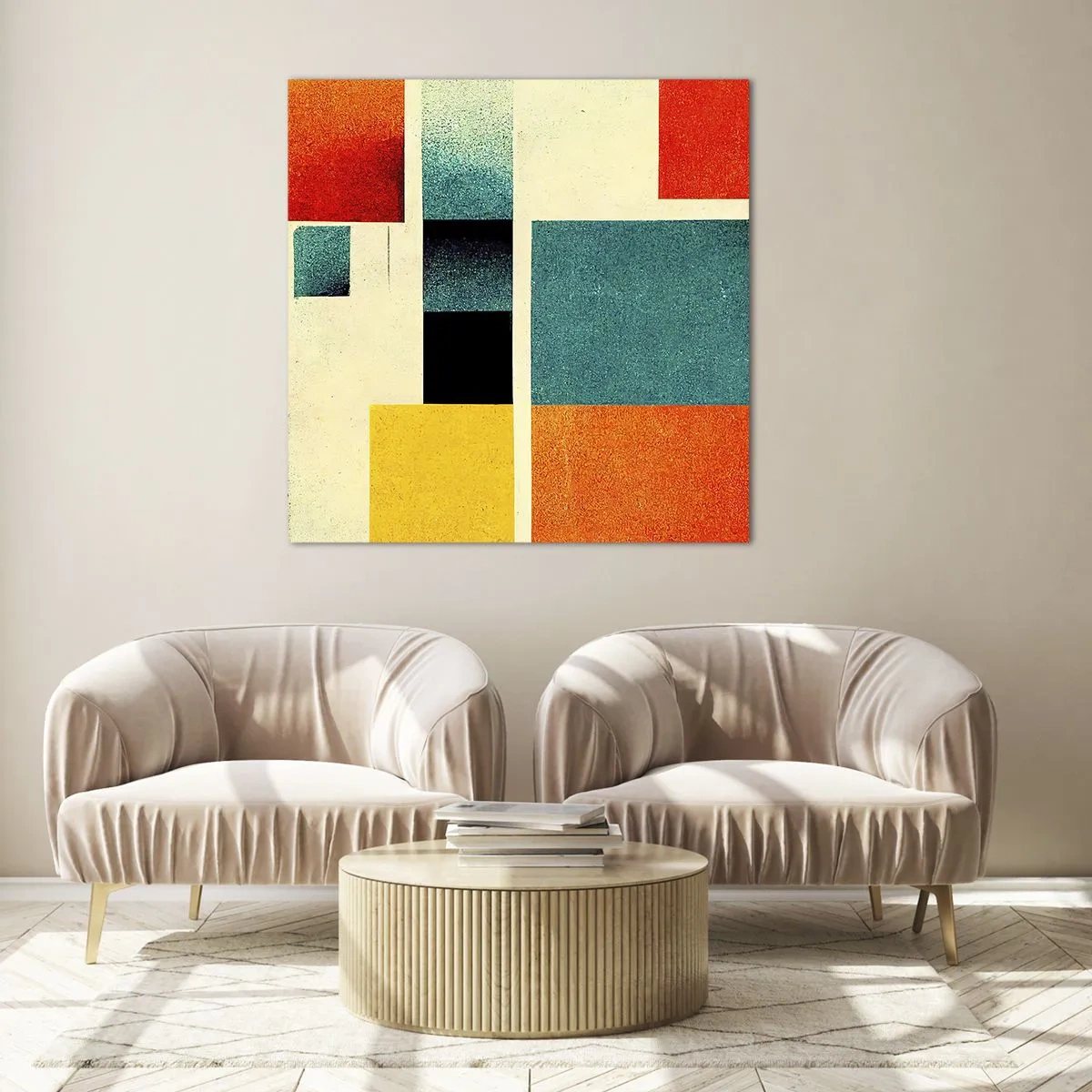 Billede på glas - Geometrisk abstraktion - god energi - 30x30 cm