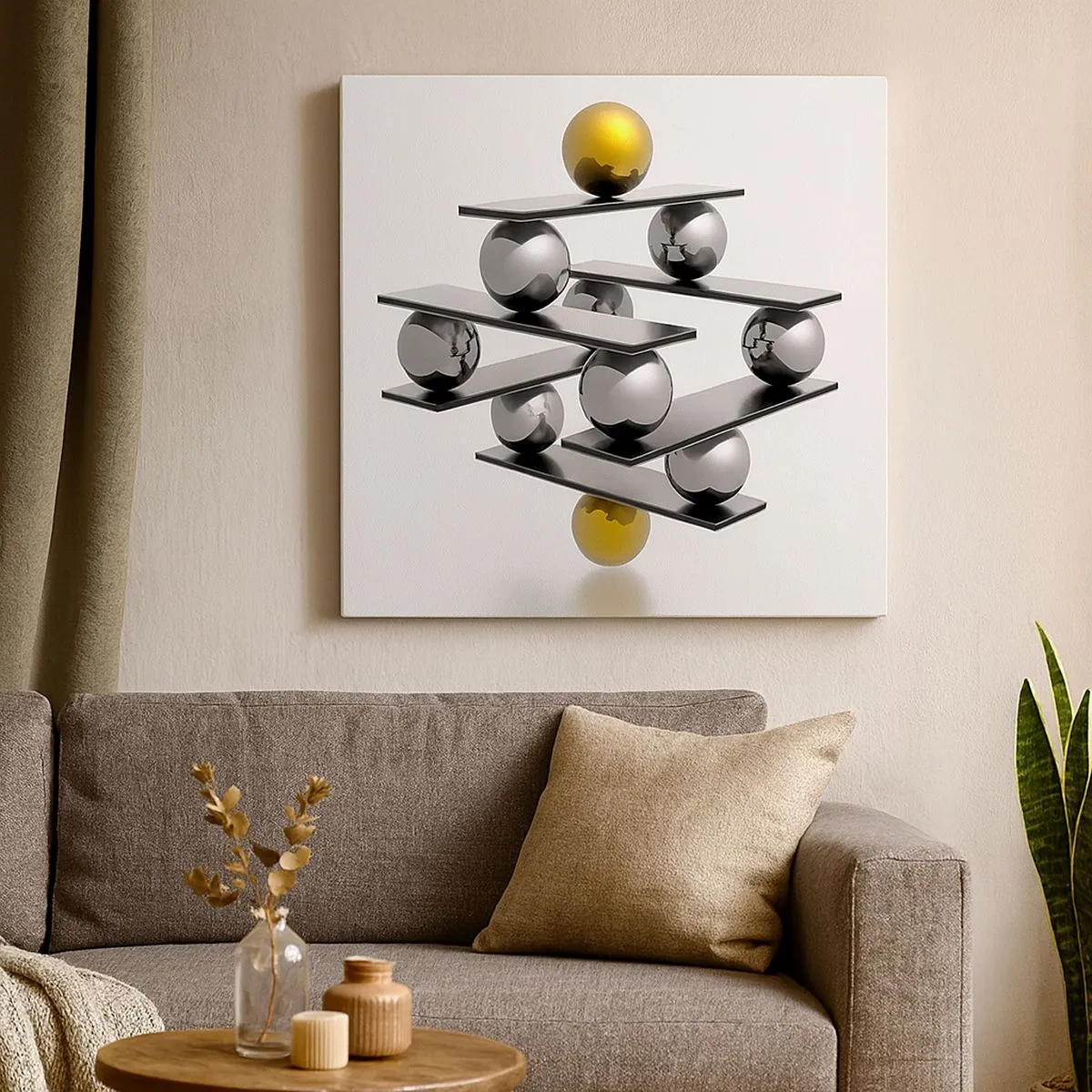 Lærredstryk - Billede på lærred - Guld-sølv-balancen - 30x30 cm